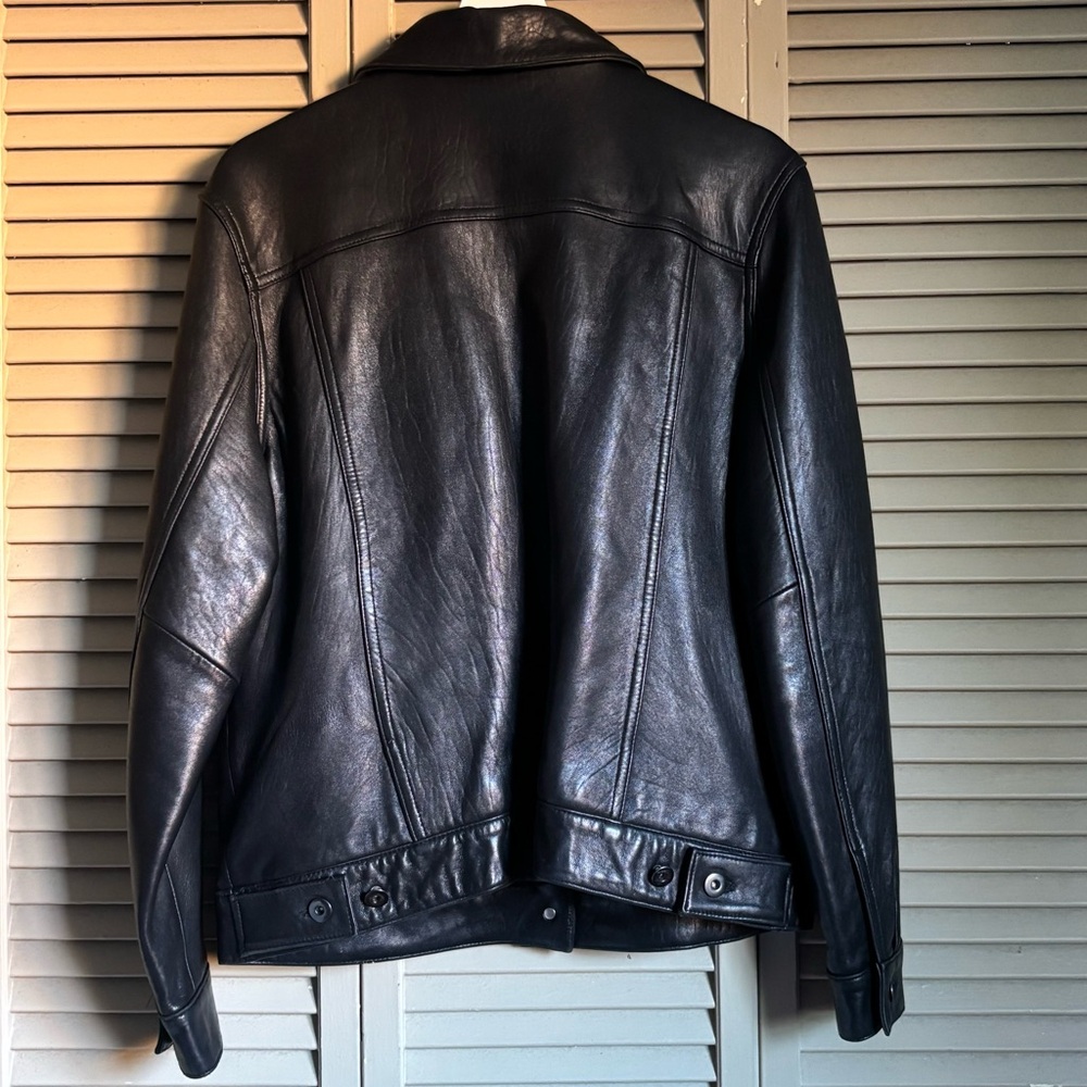 Carlo amboldi black leather trucker vintage jacket - Picture 2 of 4